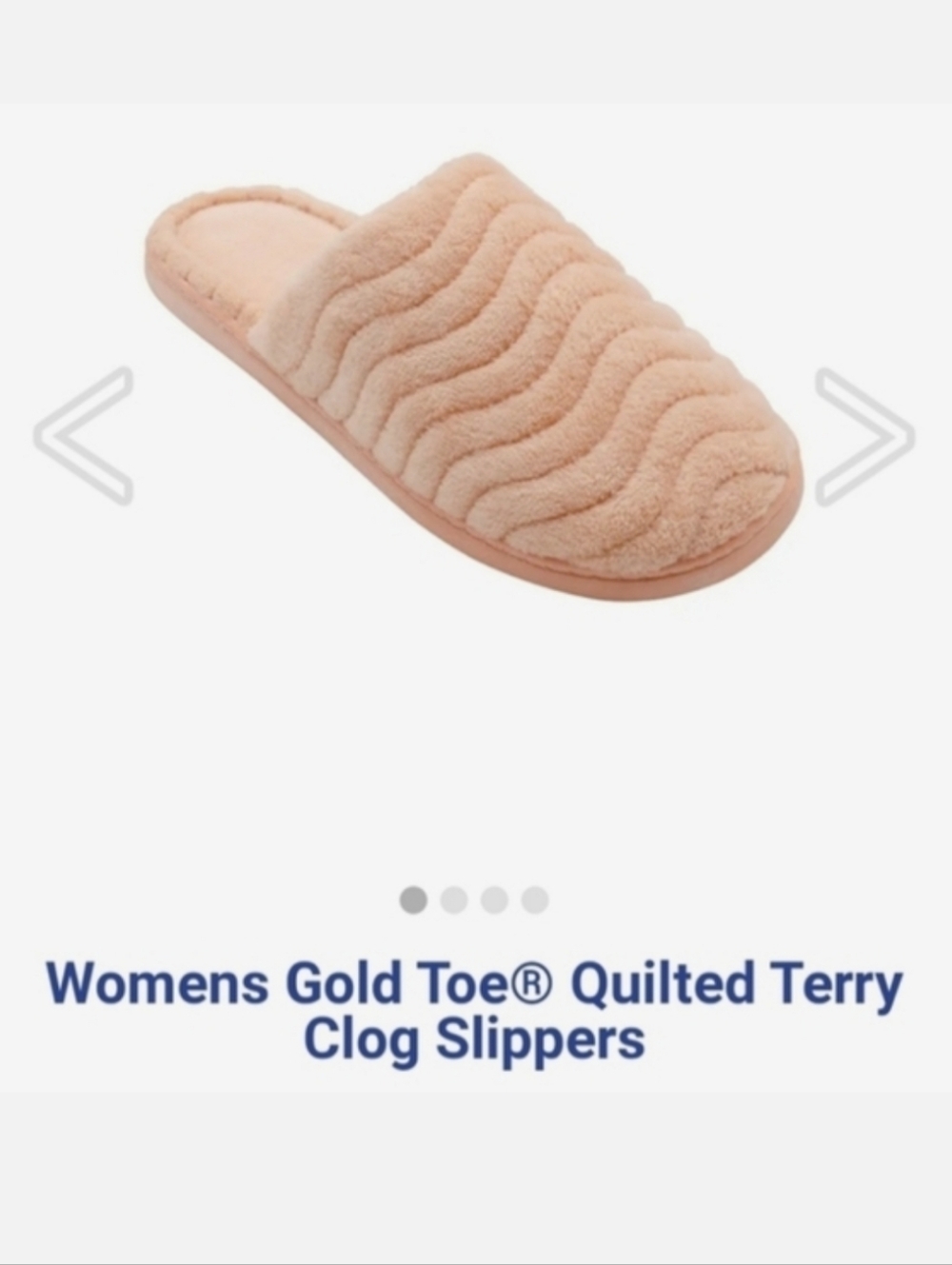 Gold Toe Women's Quilted Terry Mule Slippers in Blush Peach 10-11 NWT